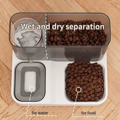 OUZEY Automatic Feeder Cat Dog Food Bowl with Water Fountain Pet Items Large Capacity Raised Stand Dish Bowl for Cat Drinker